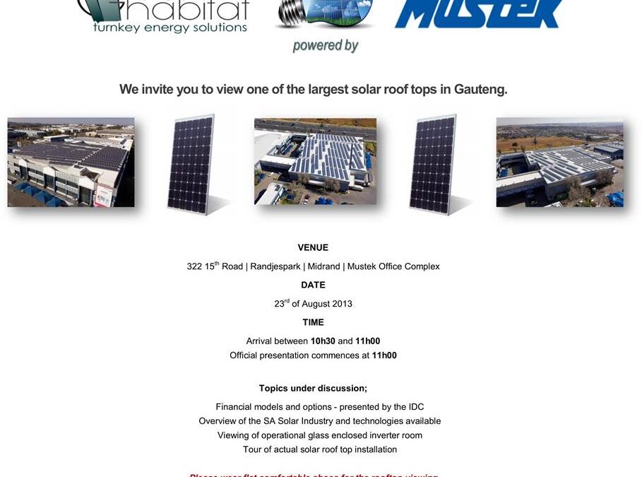 Invitation to Attend Solar Rooftop Launch and Tour- 23/08/2013